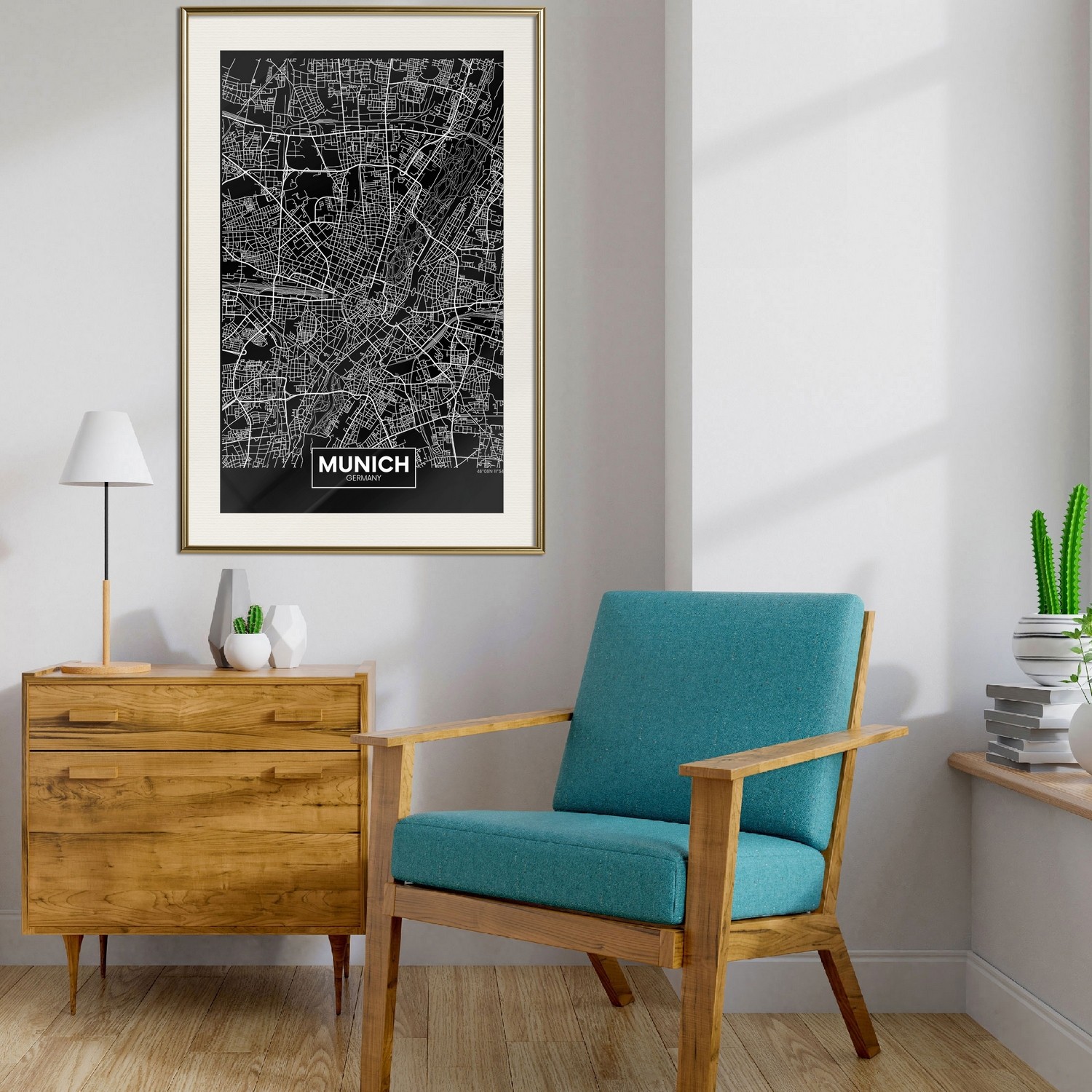 Poster Artgeist Affisch Dark Map of Munich