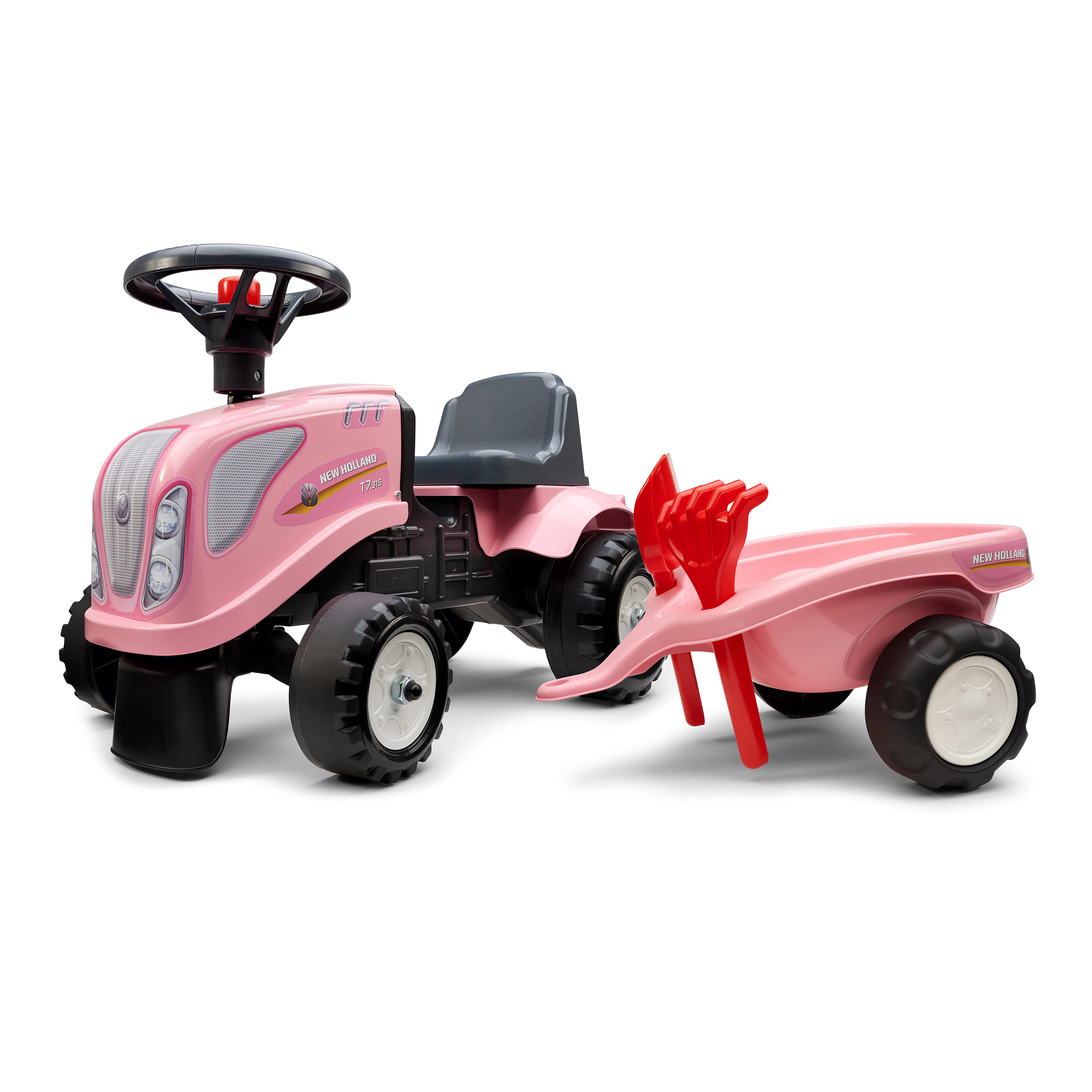 Sparkbil FALK Traktor m. trailer, kratta och skyffel Baby girl New Holland