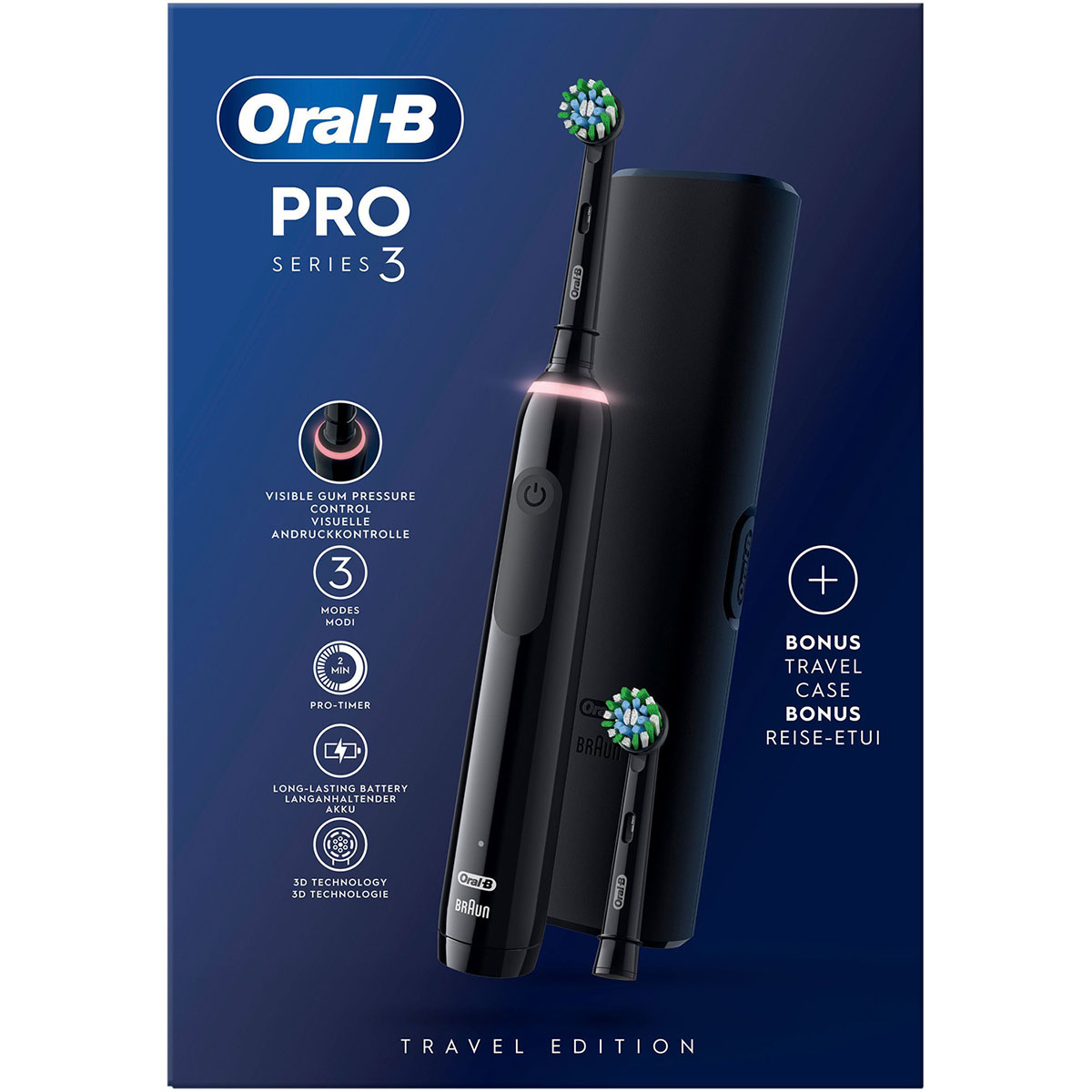 Eltandborste Oral-B Pro3 + Extra Refill + TC