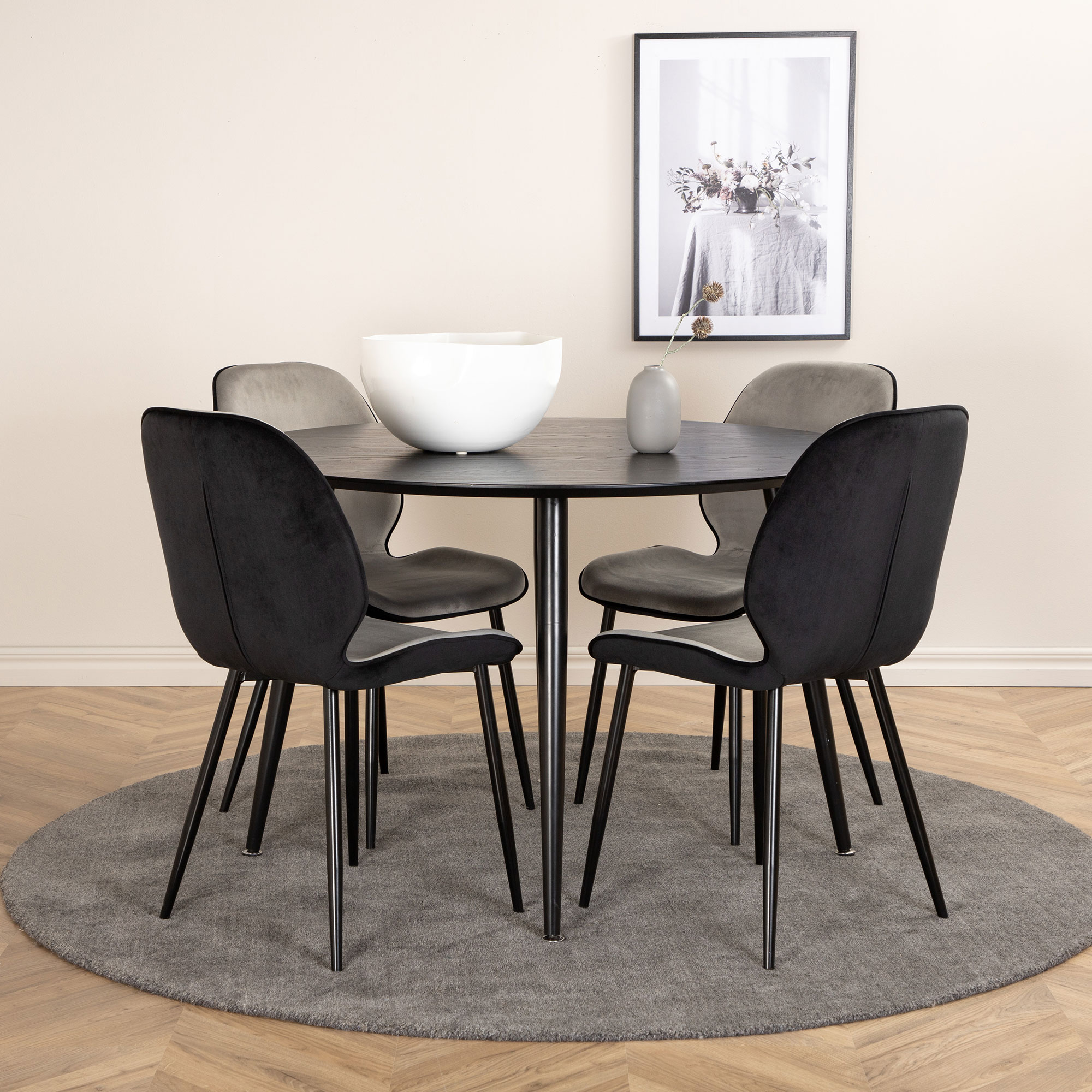 Matgrupp Venture Home Dipp Ø115 cm med 4 Emma Stolar