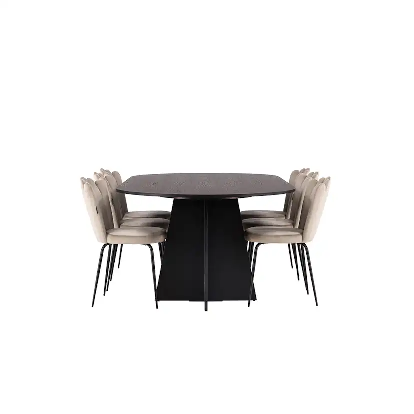 Matgrupp Venture Home Bootcut Oval med 6 Limhamn Light Stolar