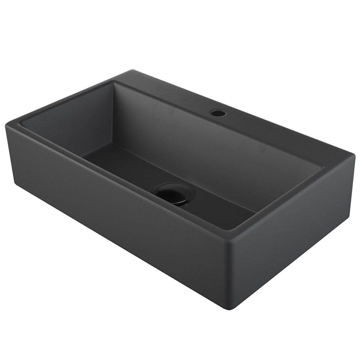 Boxo 1080 Slim Porcelænshåndvaskhåndvask, m/hanehul, Matsort Matt Svart