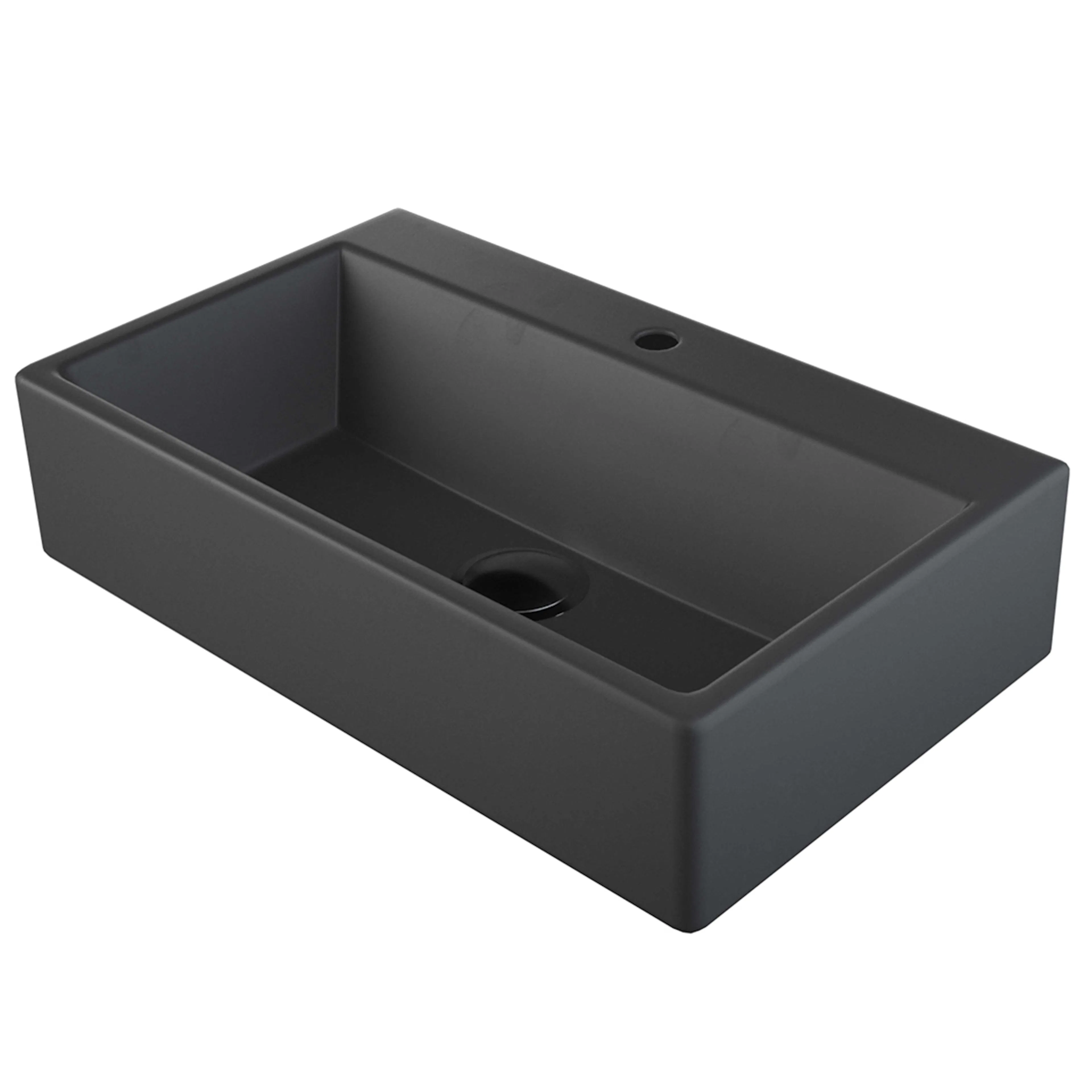 Boxo 1080 Slim Porcelænshåndvaskhåndvask, m/hanehul, Matsort Matt Svart