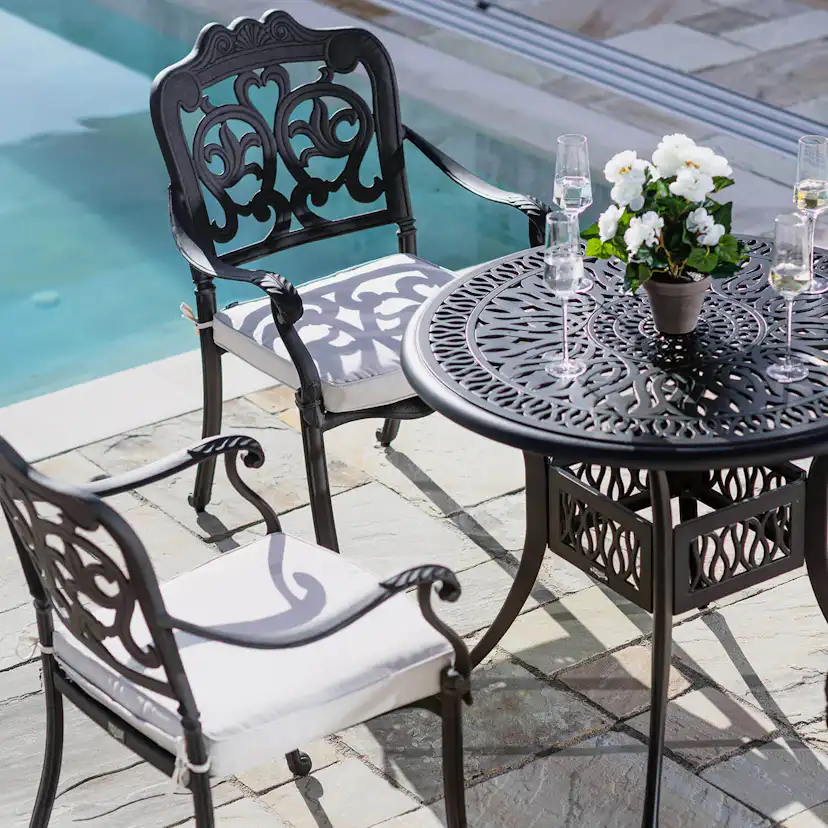Caféset Vesani Toscana Trädgårdsbord Ø90cm med 4 Stolar Aluminium