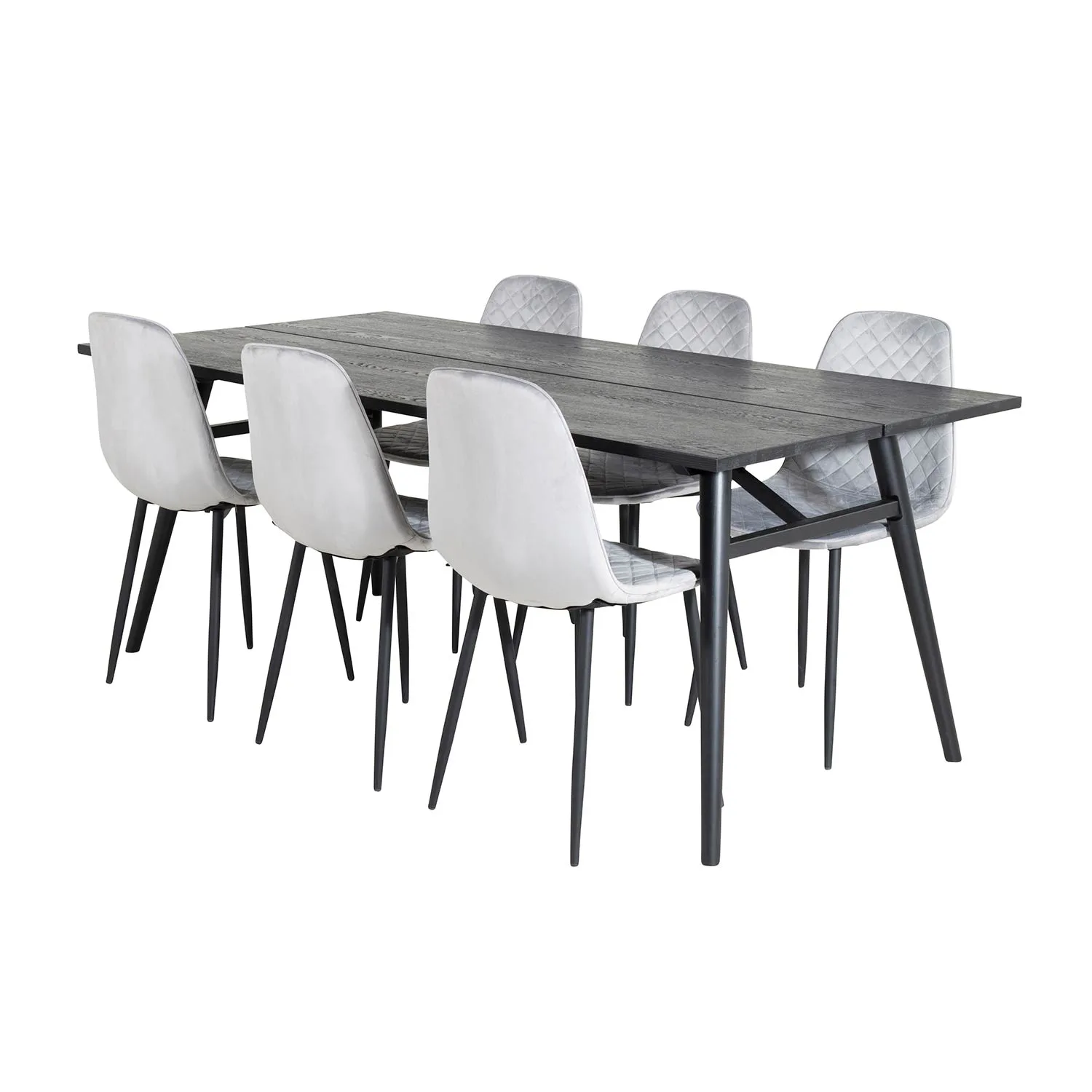 Sleek Extentiontable Black Brushed -Polar Chair-Grey_6 Svart/Grå