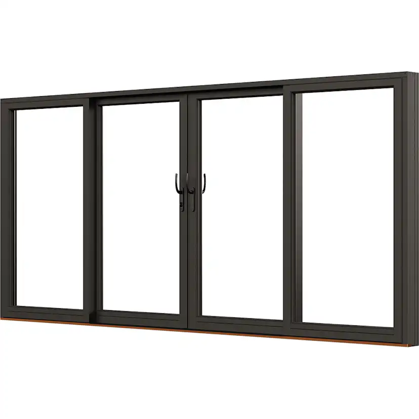 Parskjutdörr NorDan Svanenmärkt NTech Aluminium 4-Delad BlackLine Svart