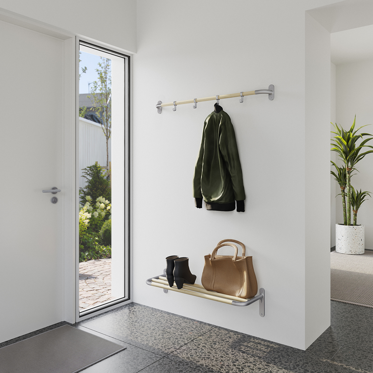 Kroklist horisontell, 4-krok Aluminium/Bok
