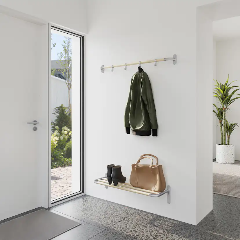 Kroklist horisontell, 4-krok Aluminium/Bok