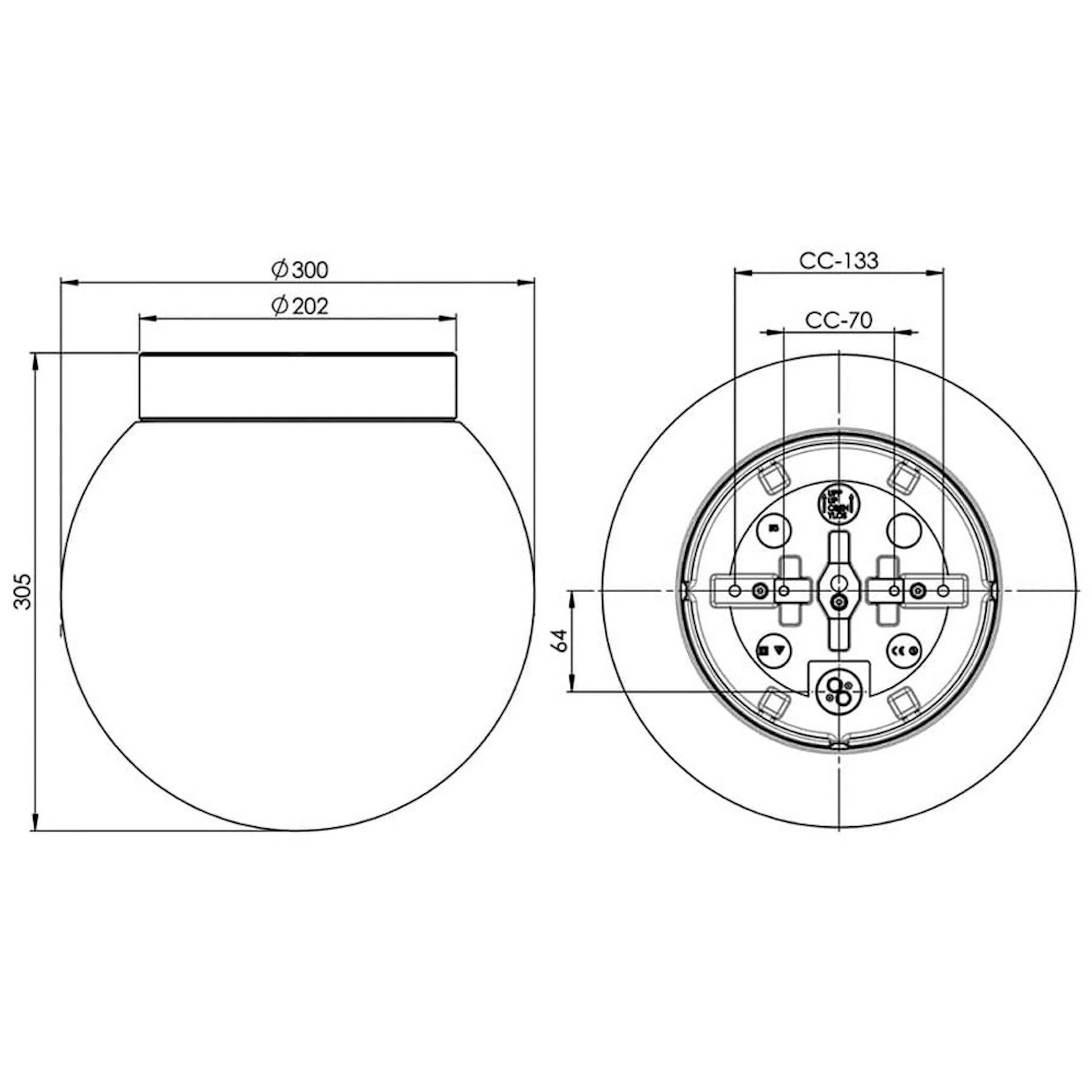 Vägg-/Taklampa Ifö Electric Classic Glob 300 Opal IP44 E27 med Sensor