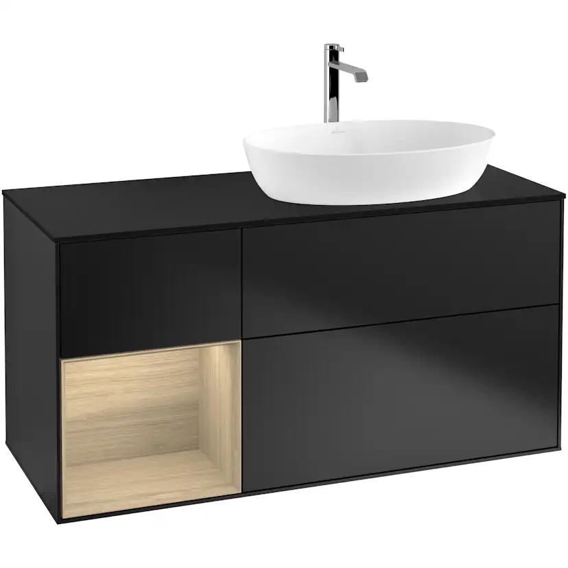 Tvättställsskåp Villeroy & Boch Finion med 3 Lådor Hylla och Bänkskiva för Ocentrerat Tvättställ från Artis & Collaro