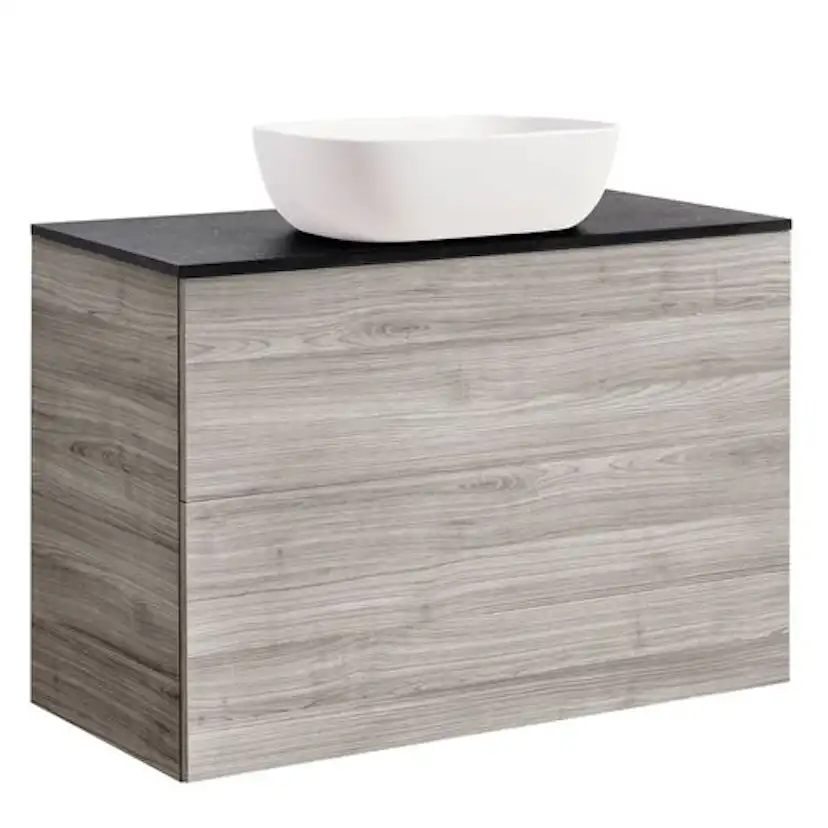 Isel 90Sand Bs Sv+Ts Rektvit Färg Tvättställsskåpet: Sand, Färg Bänkskiva: Svart, Färg Tvättställ: Vit - B: 908 mm, H: 737 mm, D: 470 mm