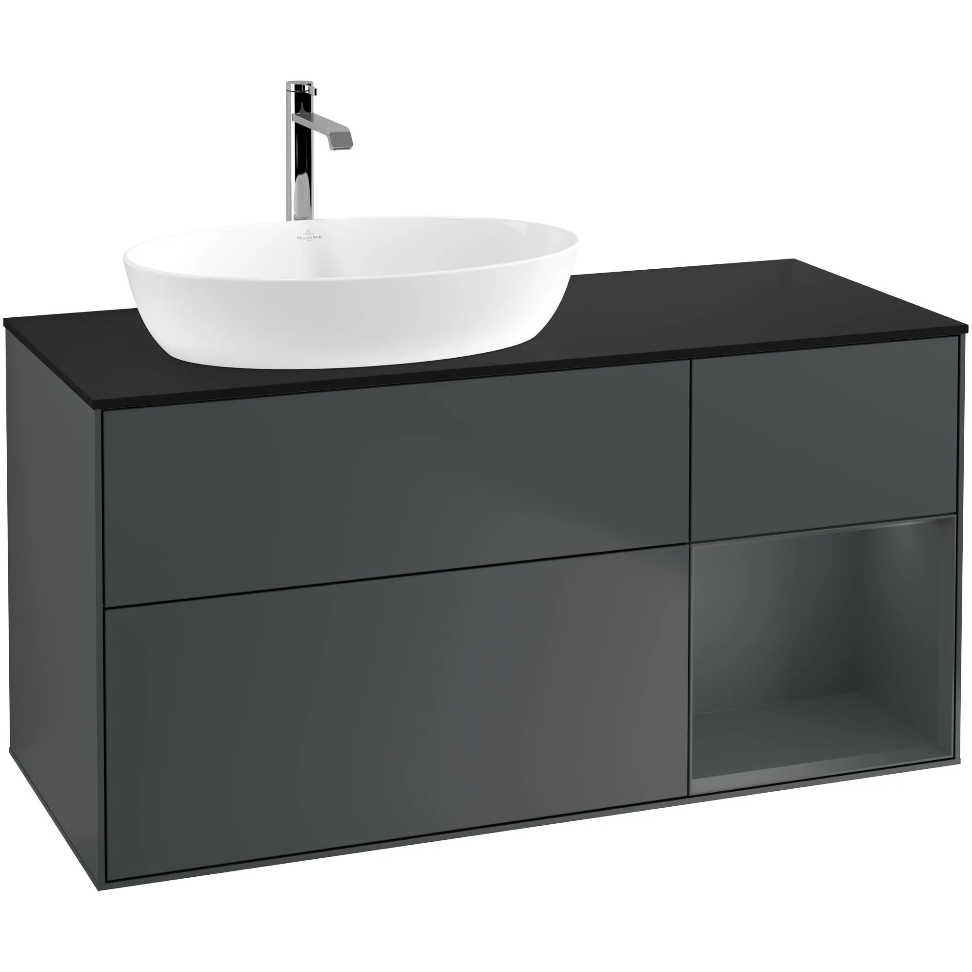 Tvättställsskåp Villeroy & Boch Finion med 3 Lådor Hylla och Bänkskiva för Ocentrerat Tvättställ från Artis & Collaro