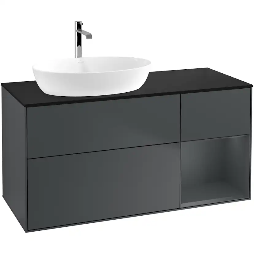 Tvättställsskåp Villeroy & Boch Finion med 3 Lådor Hylla och Bänkskiva för Ocentrerat Tvättställ från Artis & Collaro