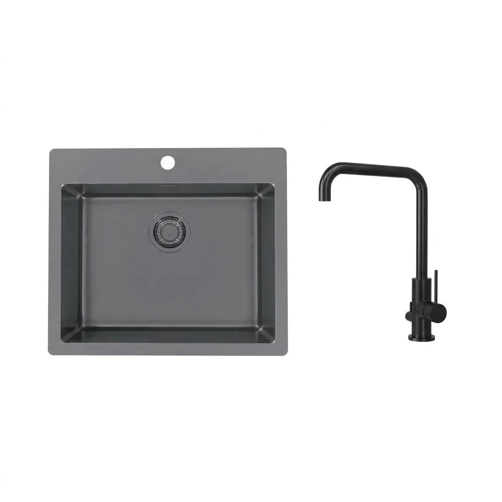 Diskho Stala Monarch-T50 med Köksblandare Scandtap Steel Mood D