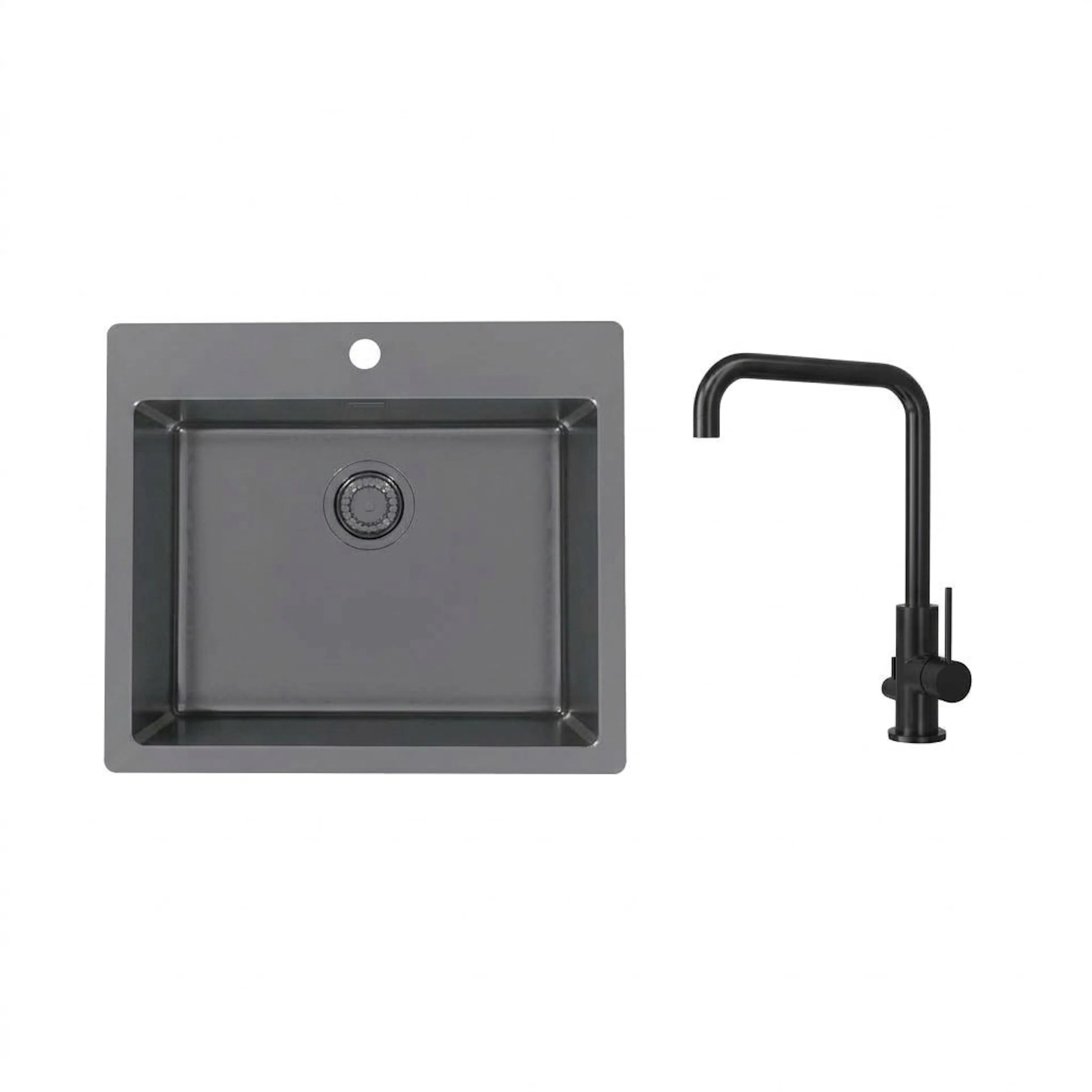Diskho Stala Monarch-T50 med Köksblandare Scandtap Steel Mood DxAntracit/Shadow