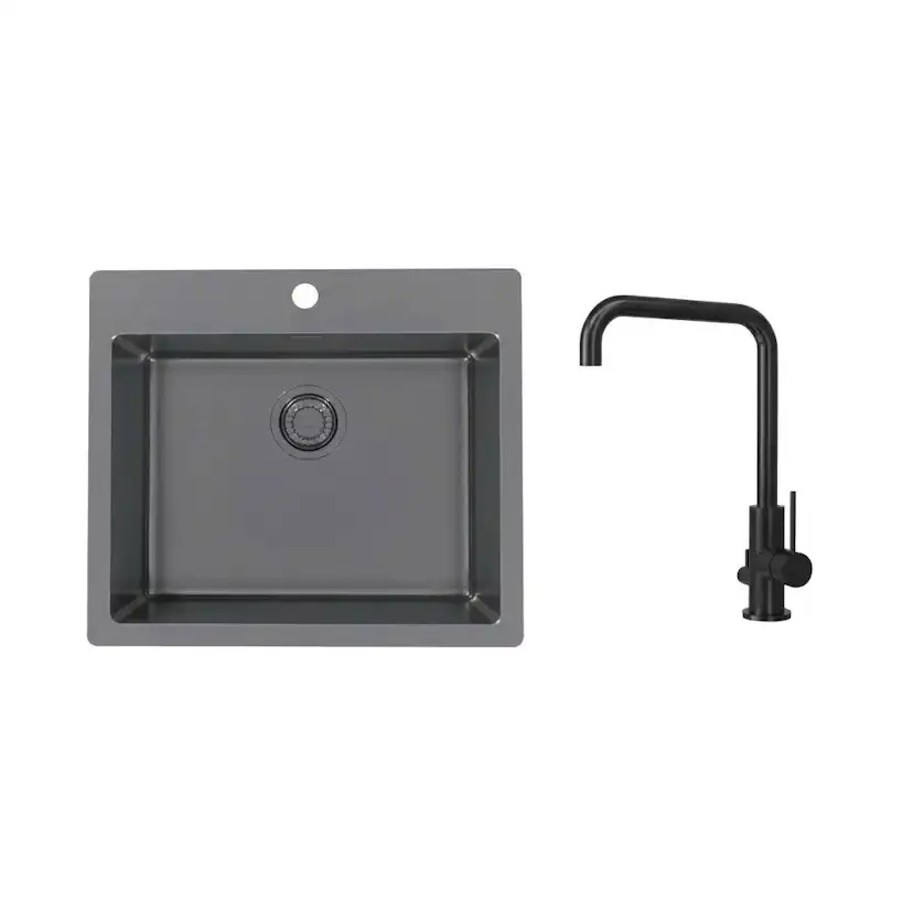 Diskho Stala Monarch-T50 med Köksblandare Scandtap Steel Mood DxAntracit/Shadow