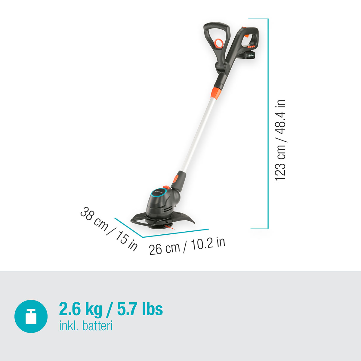Trimmer Gardena ComfortCut 23/18V P4A Komplett (2,5Ah batteri + standardladdare)