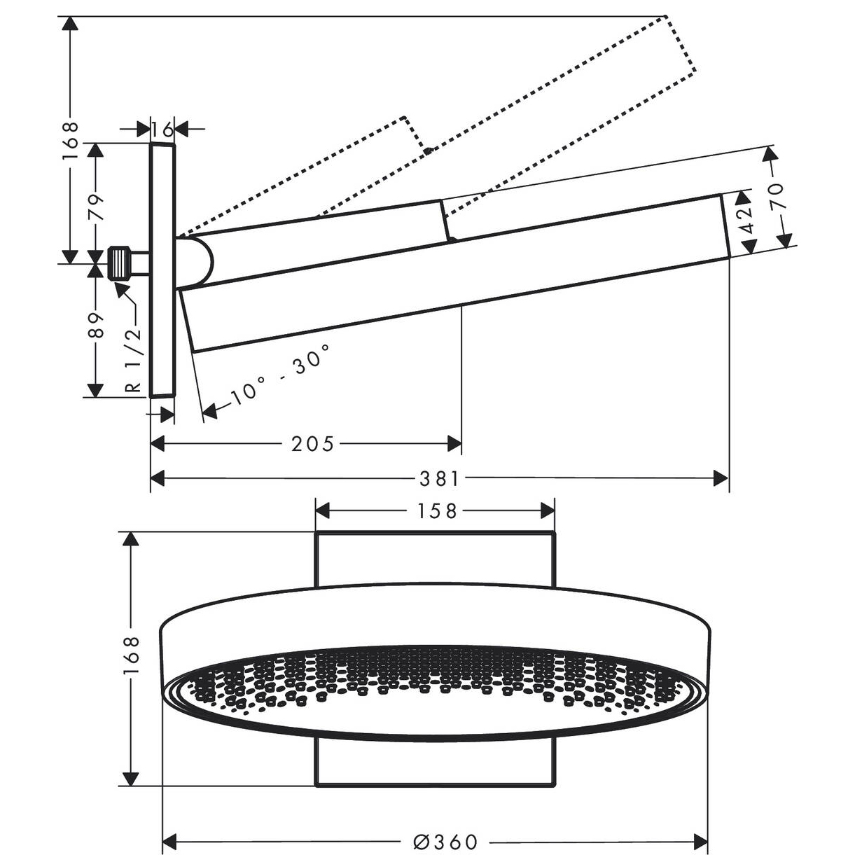 Huvuddusch Hansgrohe Rainfinity 360 1jet