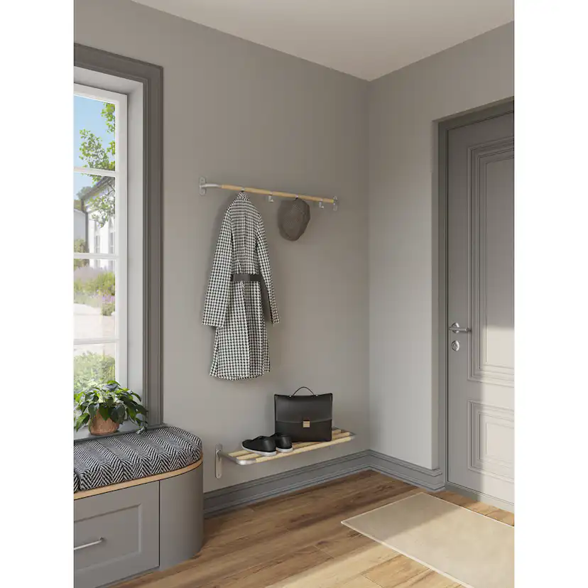 Kroklist horisontell, 4-krok Aluminium/Bok