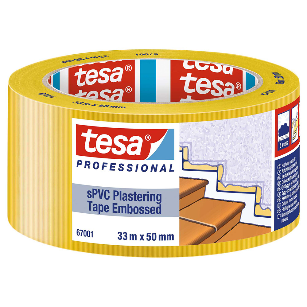 Byggtejp Tesa SPVC 67001 Gul 33 m x 50 mm