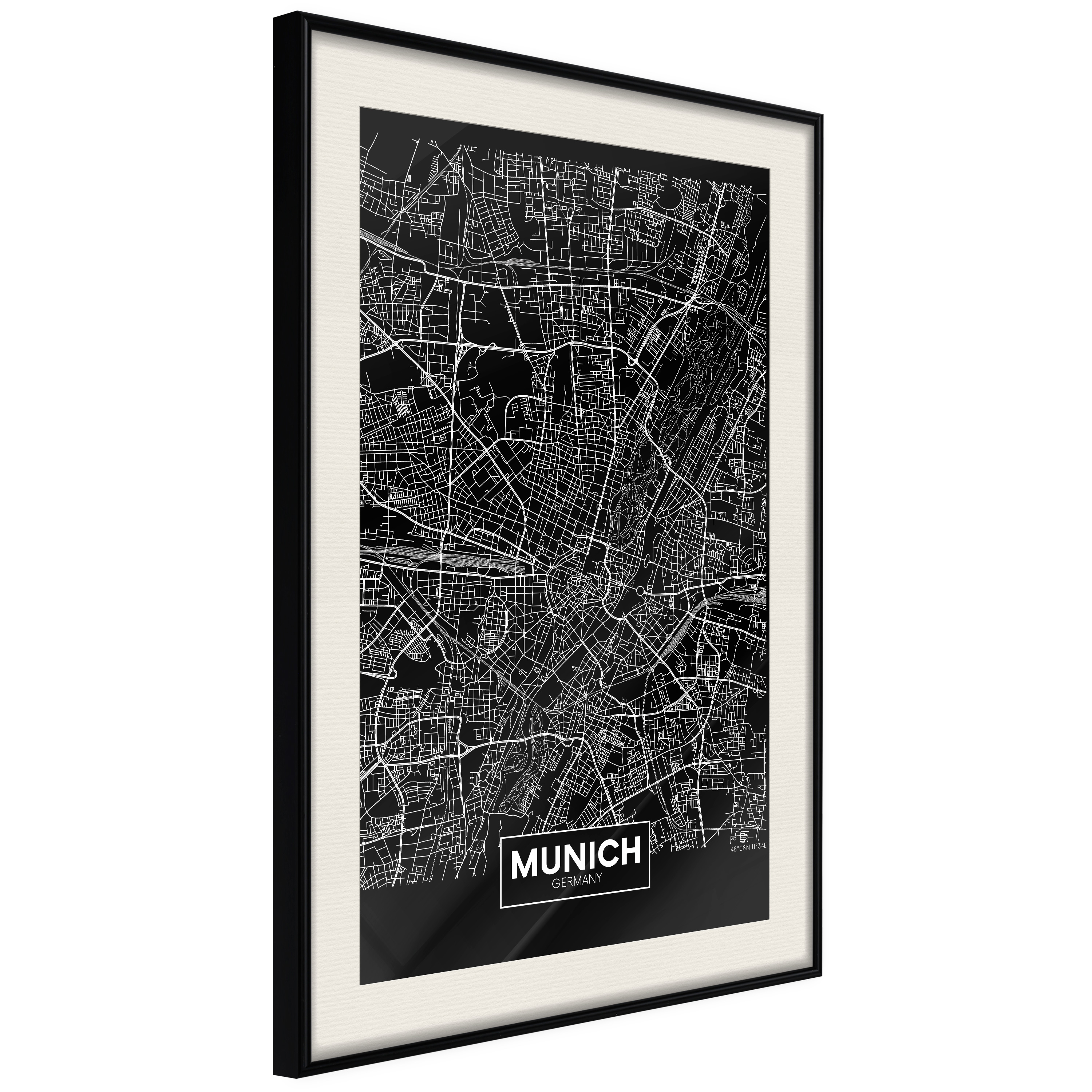 Poster Artgeist Affisch Dark Map of Munich