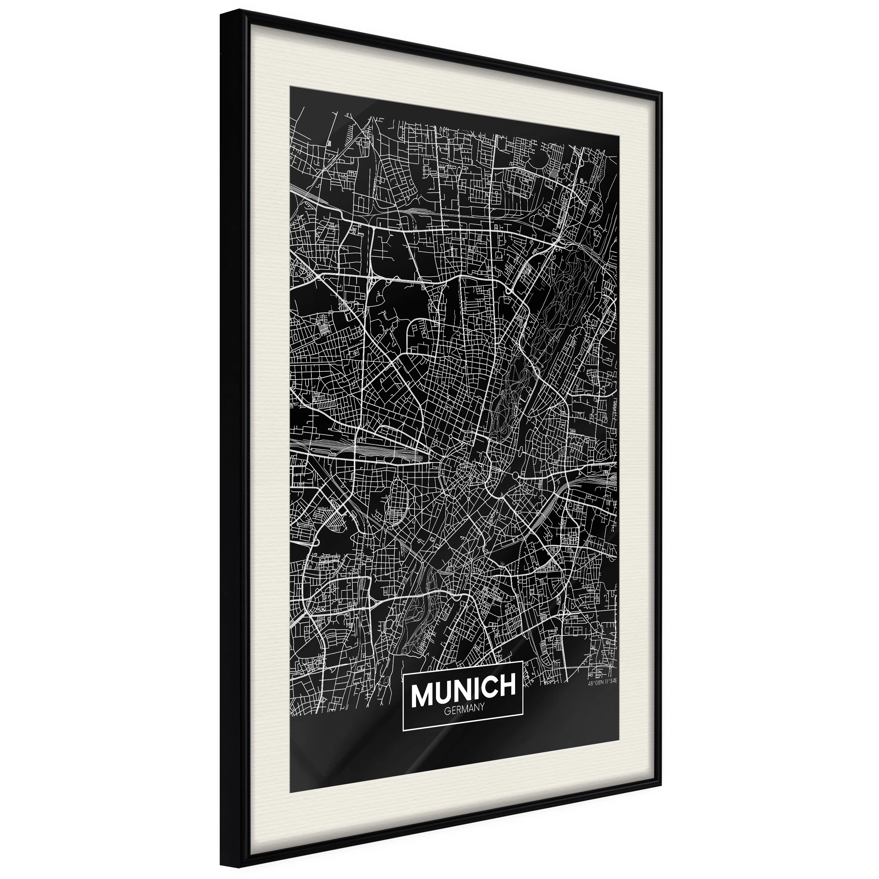 Poster Artgeist Affisch Dark Map of Munich
