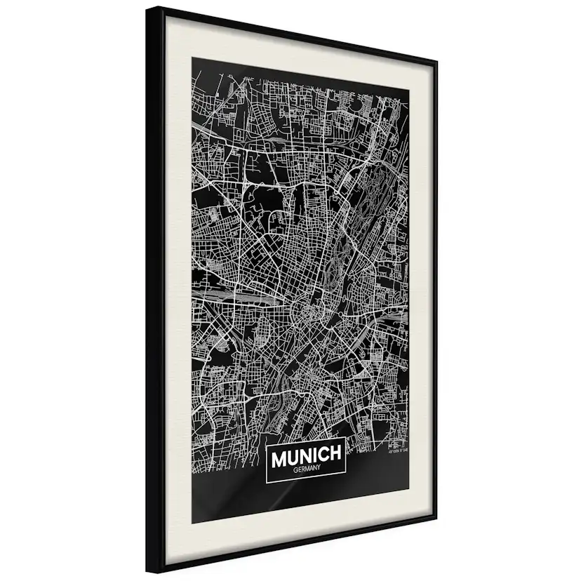 Poster Artgeist Affisch Dark Map of Munich