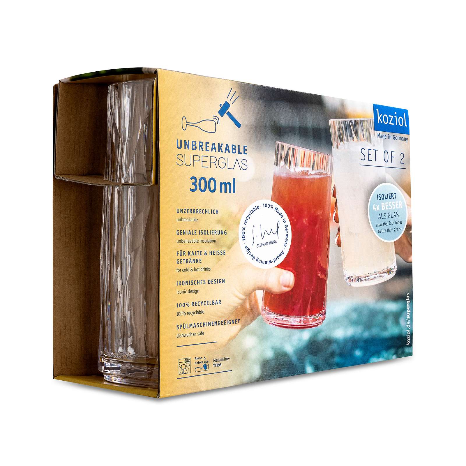 Glas Koziol Club No. 8 300 ml Crystal Clear 2-pack