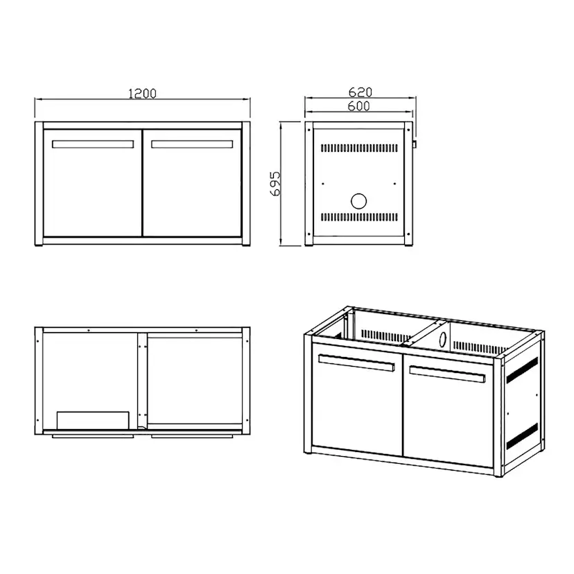Basmodul MyOutdoorKitchen Nordic Line med Dörr 120 cm för 2 moduler