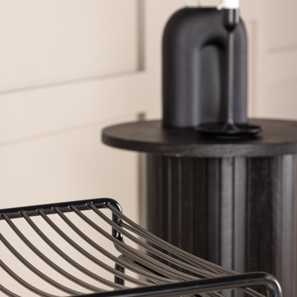 Dothan Bar Chair - Black / Black Steel Svart