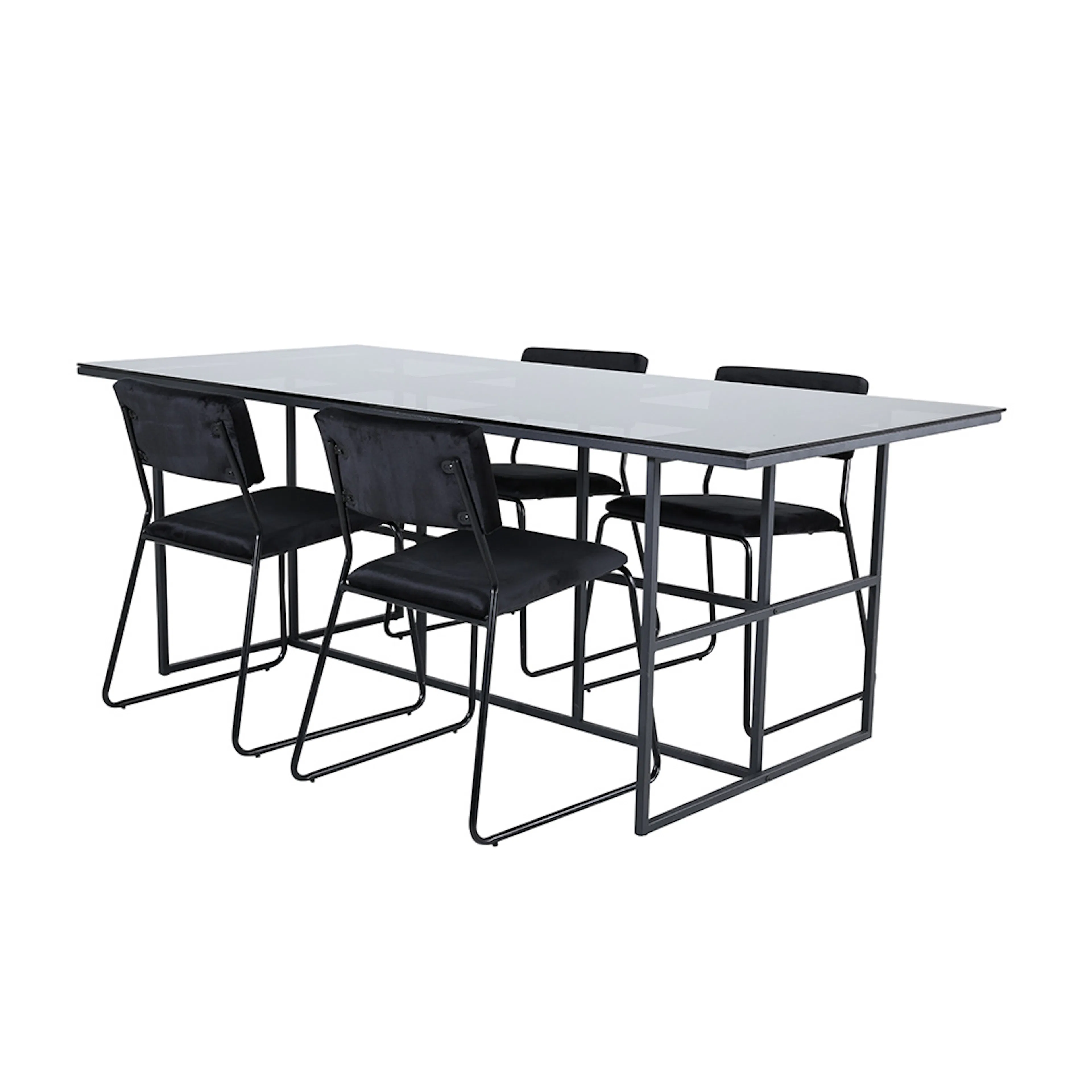 Leif Dining Table  - Black / Black smoked smoked Glass+Kenth Material Sammet