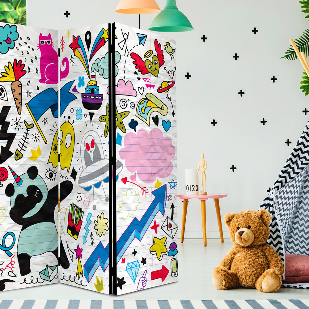Rumsavdelare Skärmvägg Arkiio Energetic Panda 135x172 cm