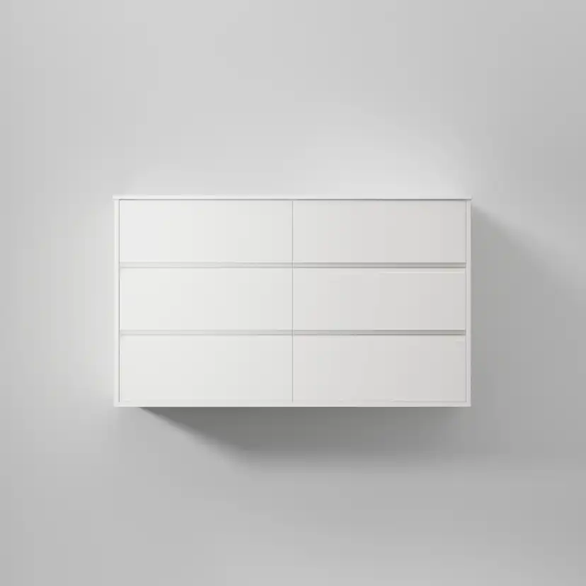 Kommod Terra Grip 120 D, Pure White, 6 Lådor Färg: Pure White, Bredd: 1200 mm
