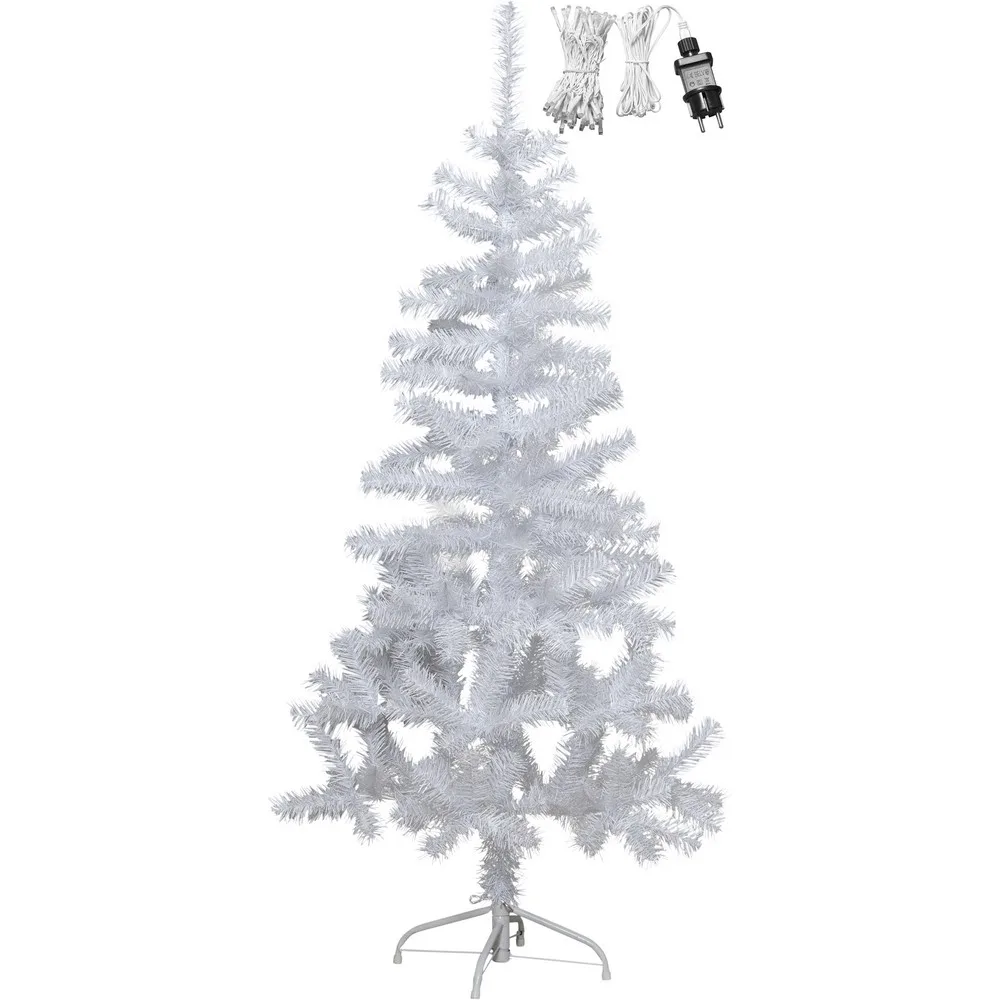 Julgran med LED Alvik 150cm vit Vit, Höjd: 1500 mm