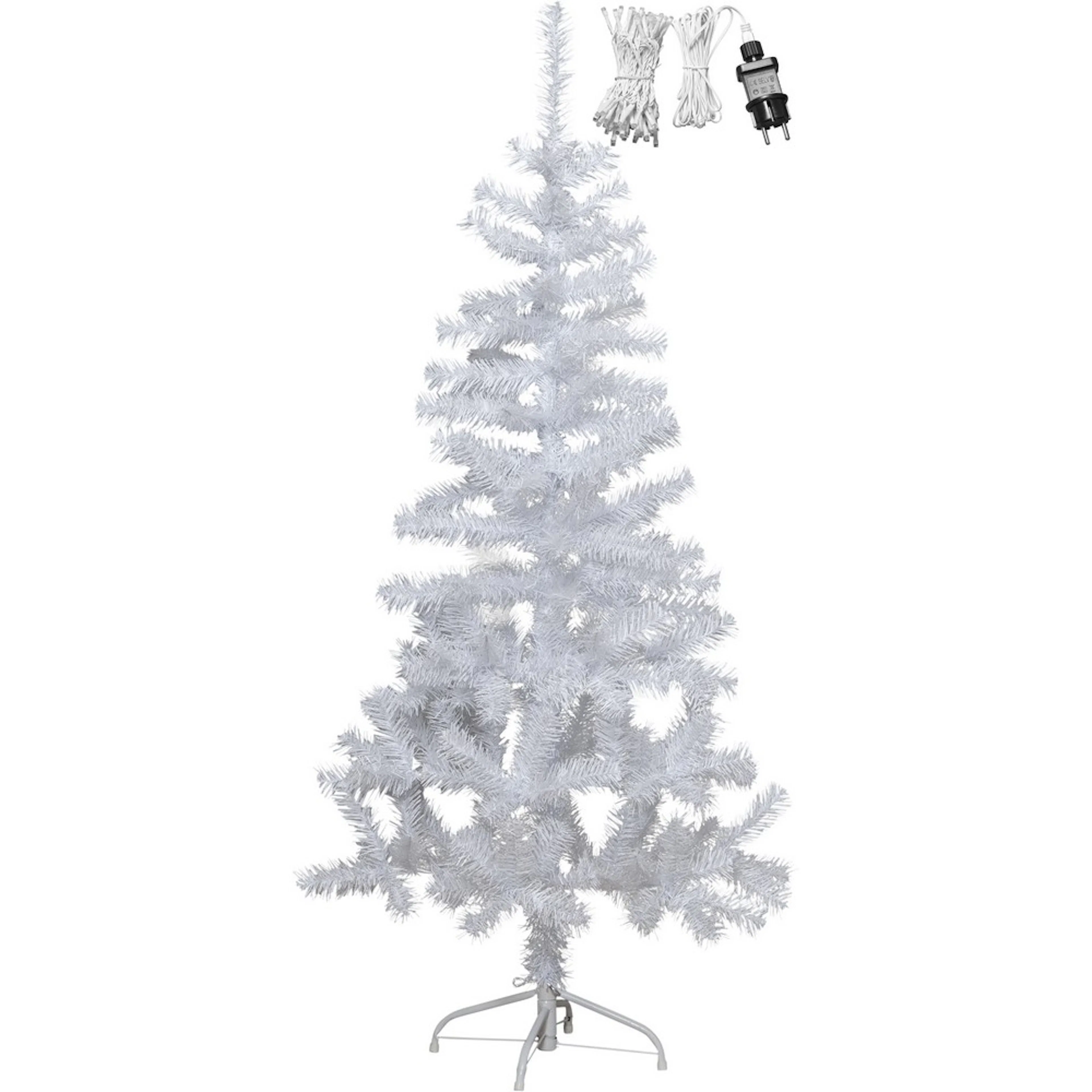 Julgran med LED Alvik 150cm vit Vit, Höjd: 1500 mm
