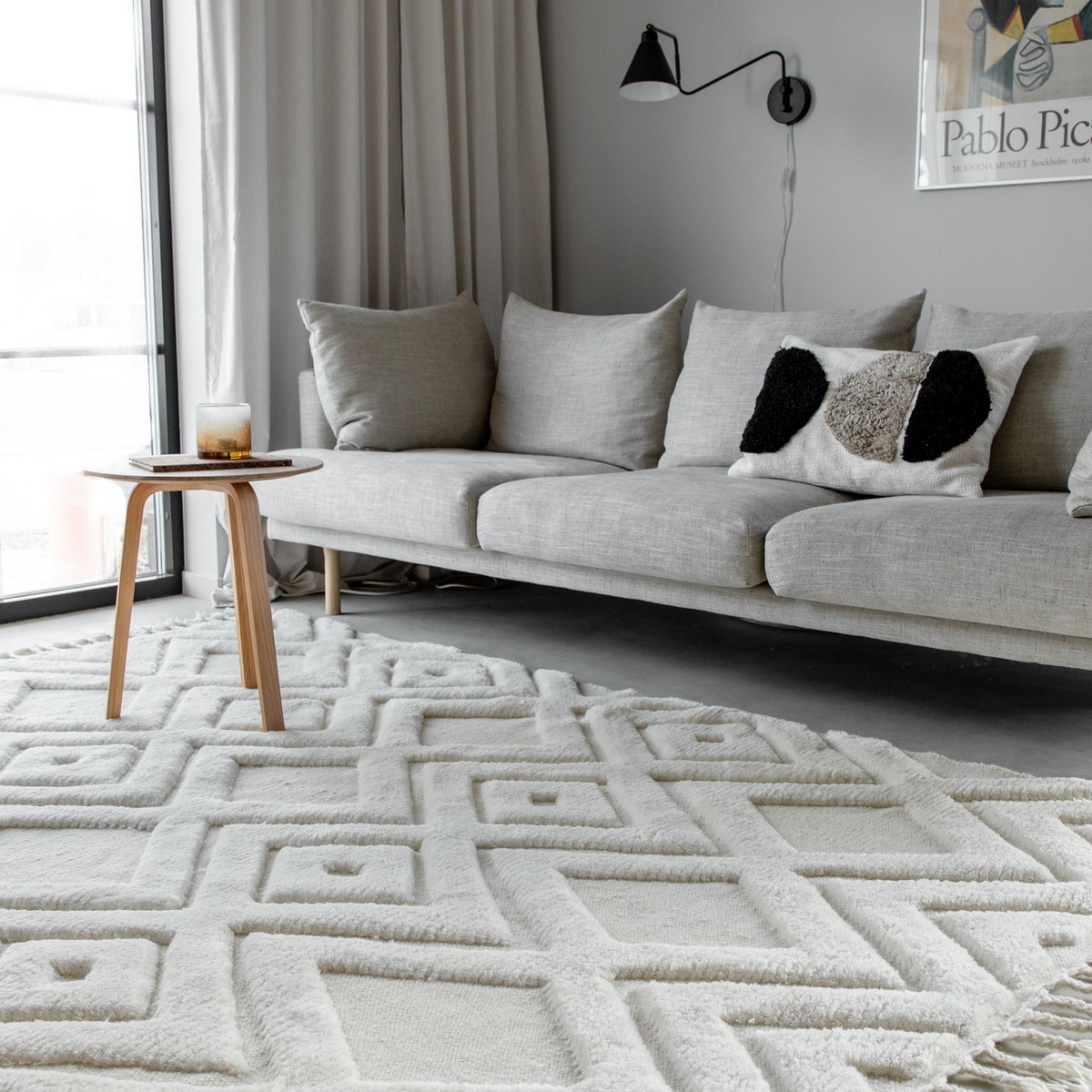 Dahlia Wool - 300*400- -Rectangular-White Vit, Mått: 300x400 cm