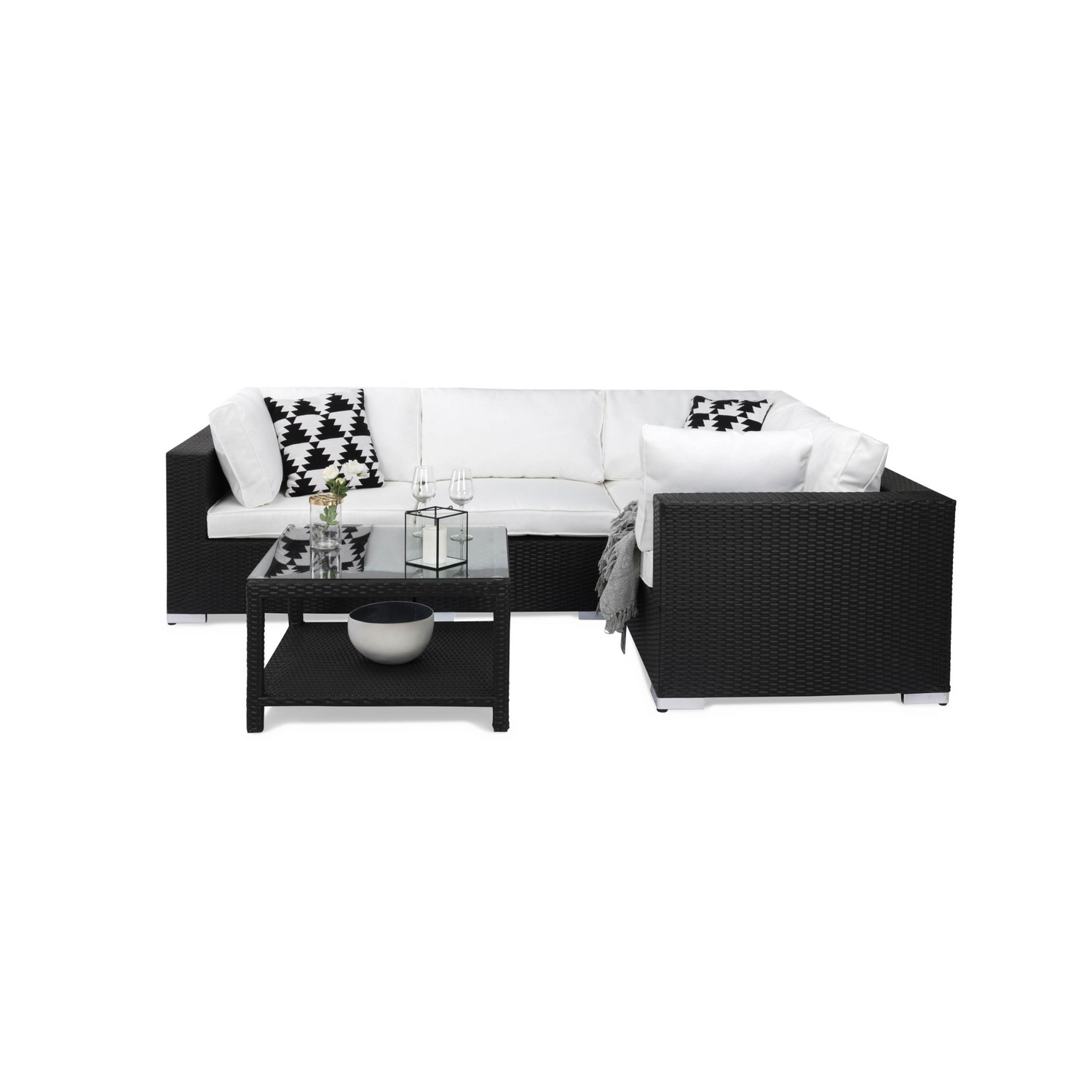 Loungegrupp Comfort Garden Bahamas 4-sits Hörn och Utebord 75x75 Utomhus