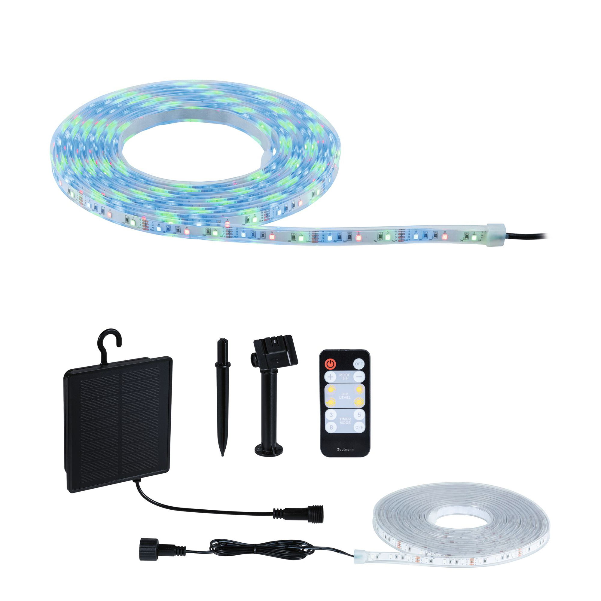 Solcellsljuslinga LED Paulmann MaxLED Ljusstrip inkl. Fjärrkontroll IP44 Ljus: RGB, Längd 5 m