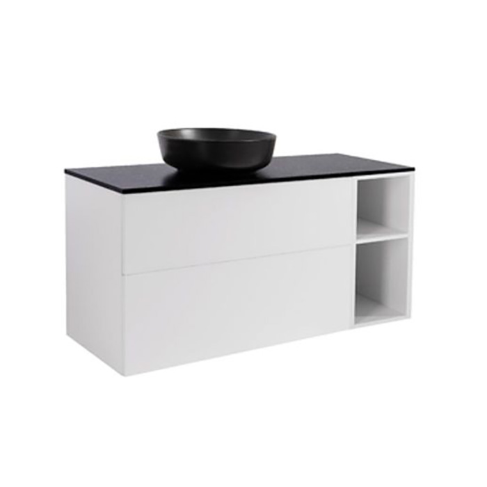 A IS90+30Ö MVIT BS SV+TS RUSV Färg: Mattvit, Färg Tvättställ: Svart, Färg Bänkskiva: Svart, Rund Form, Storlek: 740x1210 mm