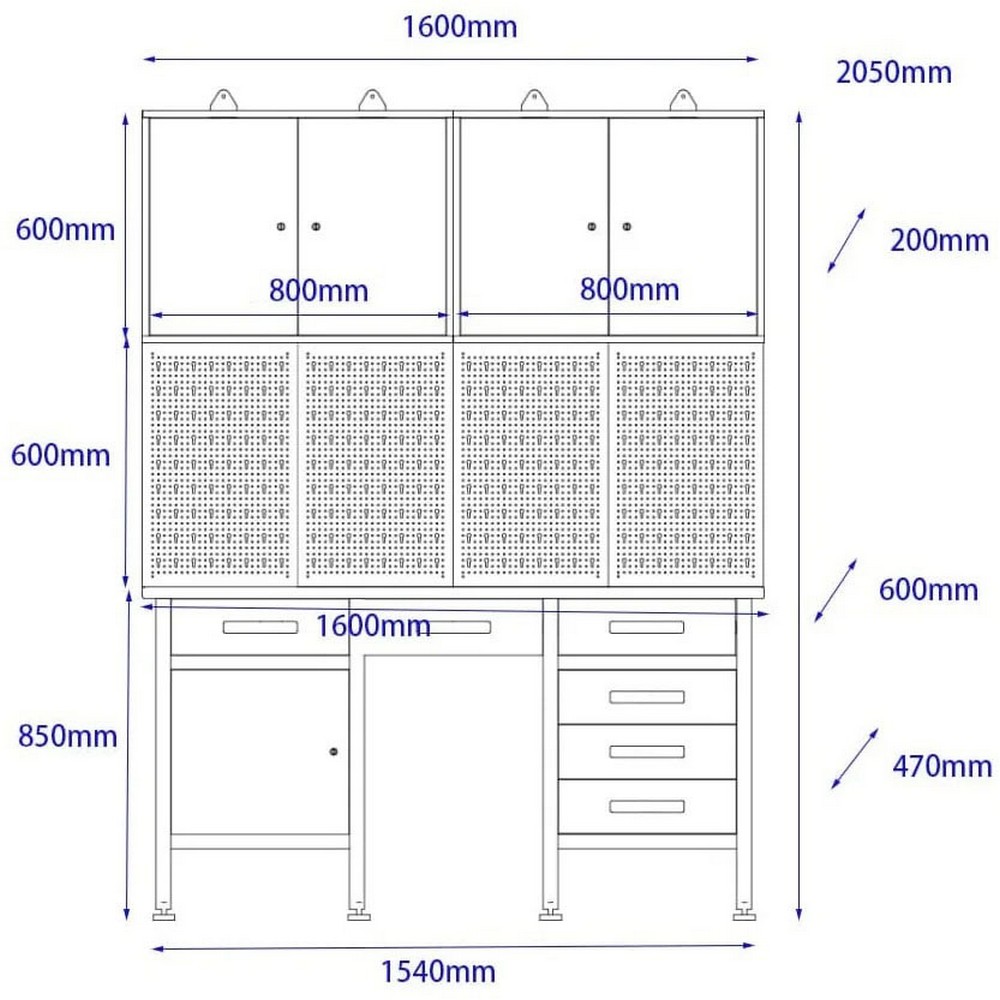 Verktygsskåp Timco Pro 205x60x160 cm
