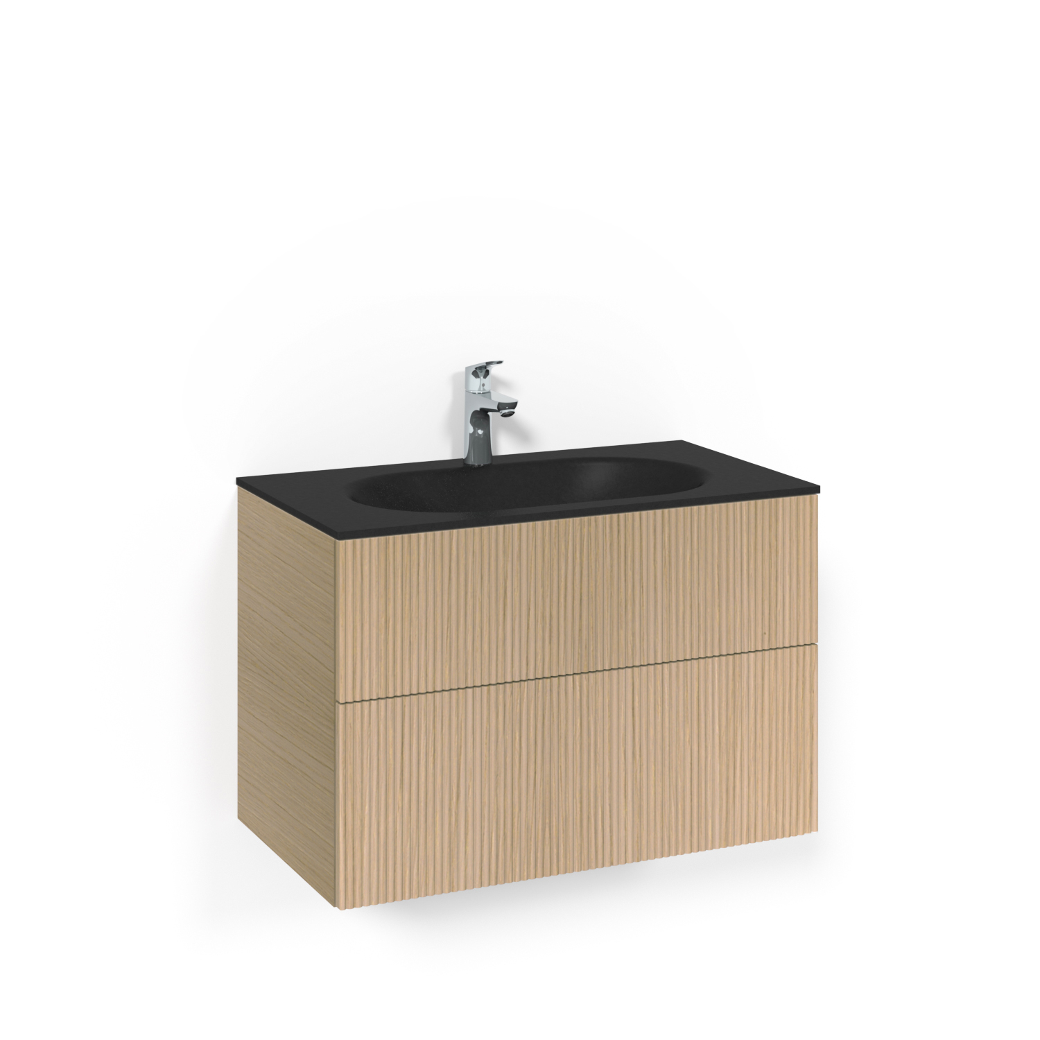 Crown Kom 80x45 Lj Li PO MsG Ljus Ek, 800 mm, Glastvättställ Mattsvart, Med Pushfunktion