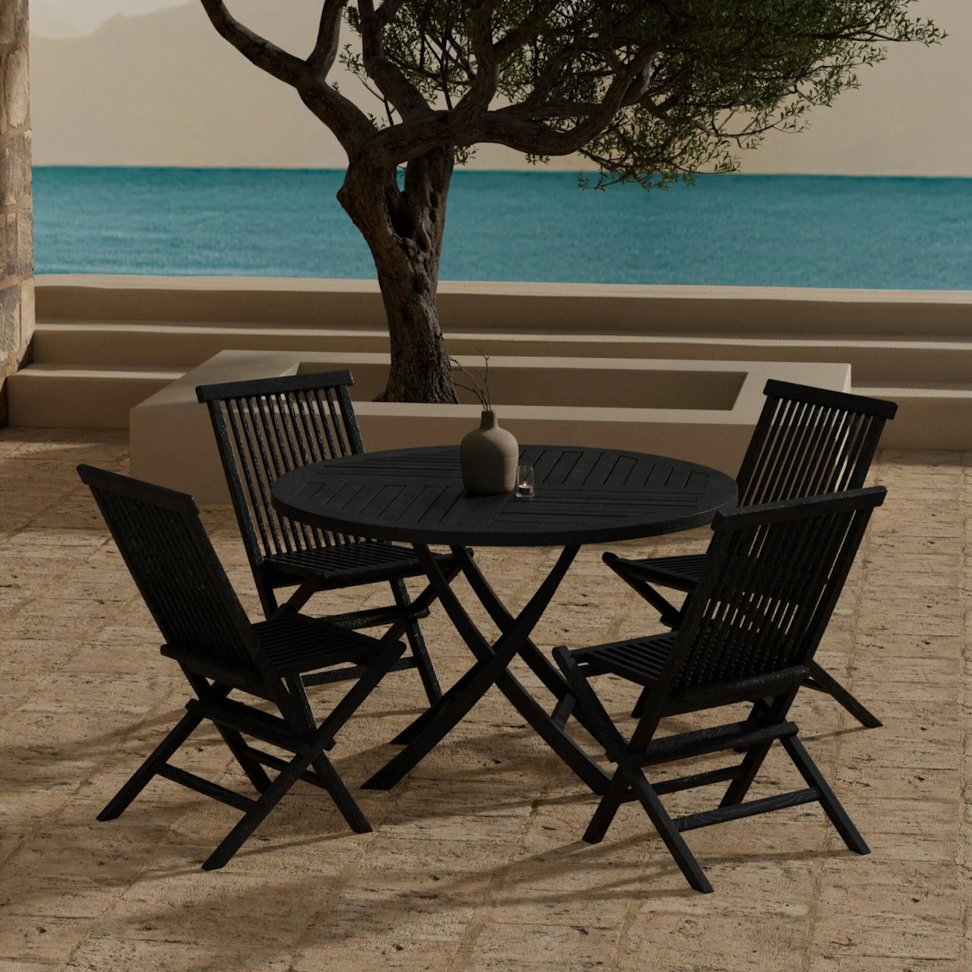 Kenya Table - Black with 4 Kenya Chair - Black Färg: Svart