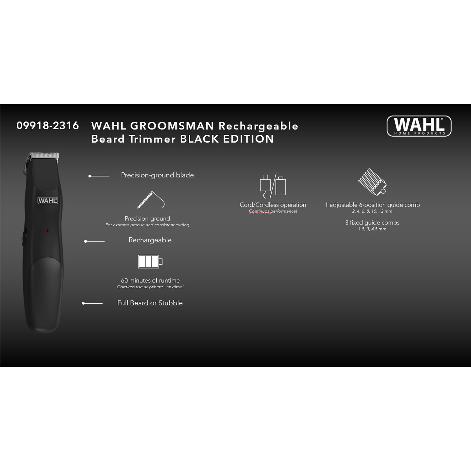 Skäggtrimmer Wahl Groomsman BLACK EDITION Precision