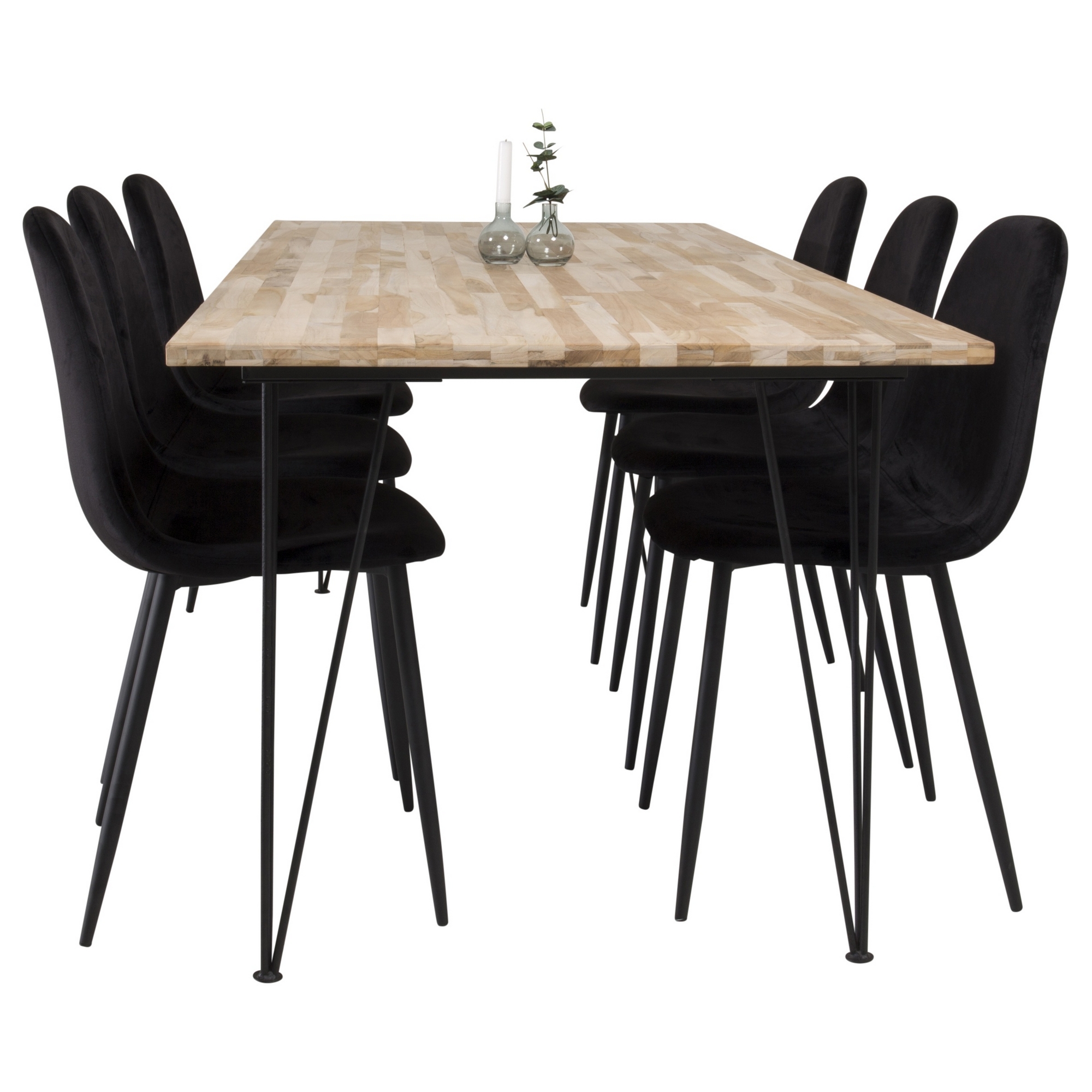 Bali Matbord - Svart / Naturträ  - 200*90*H75+Polar Dining C Natur/Svart