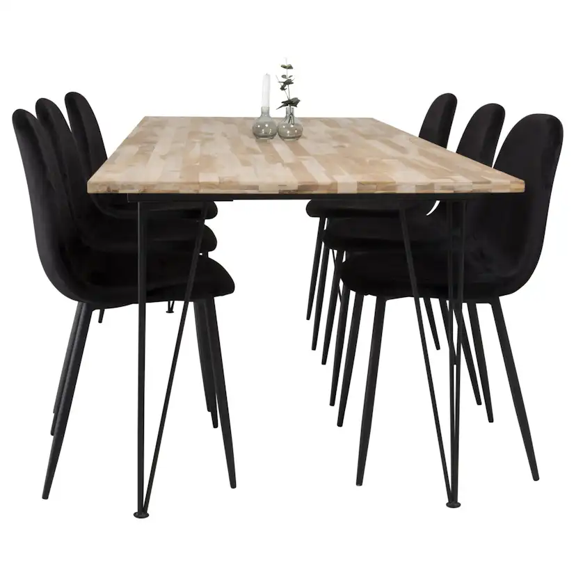Bali Matbord - Svart / Naturträ - 200*90*H75+Polar Dining C Natur/Svart