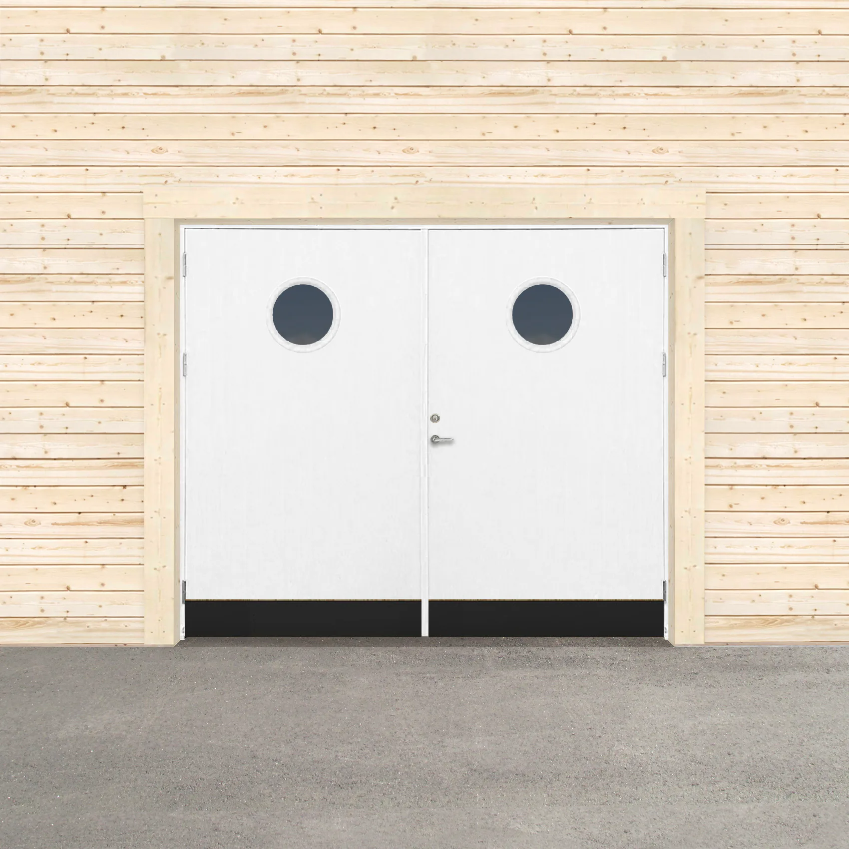 GARAGEPORT KALL RUNT FÖNSTER 240X200 H - GRUNDMÅLAD BxH: 240x200 cm