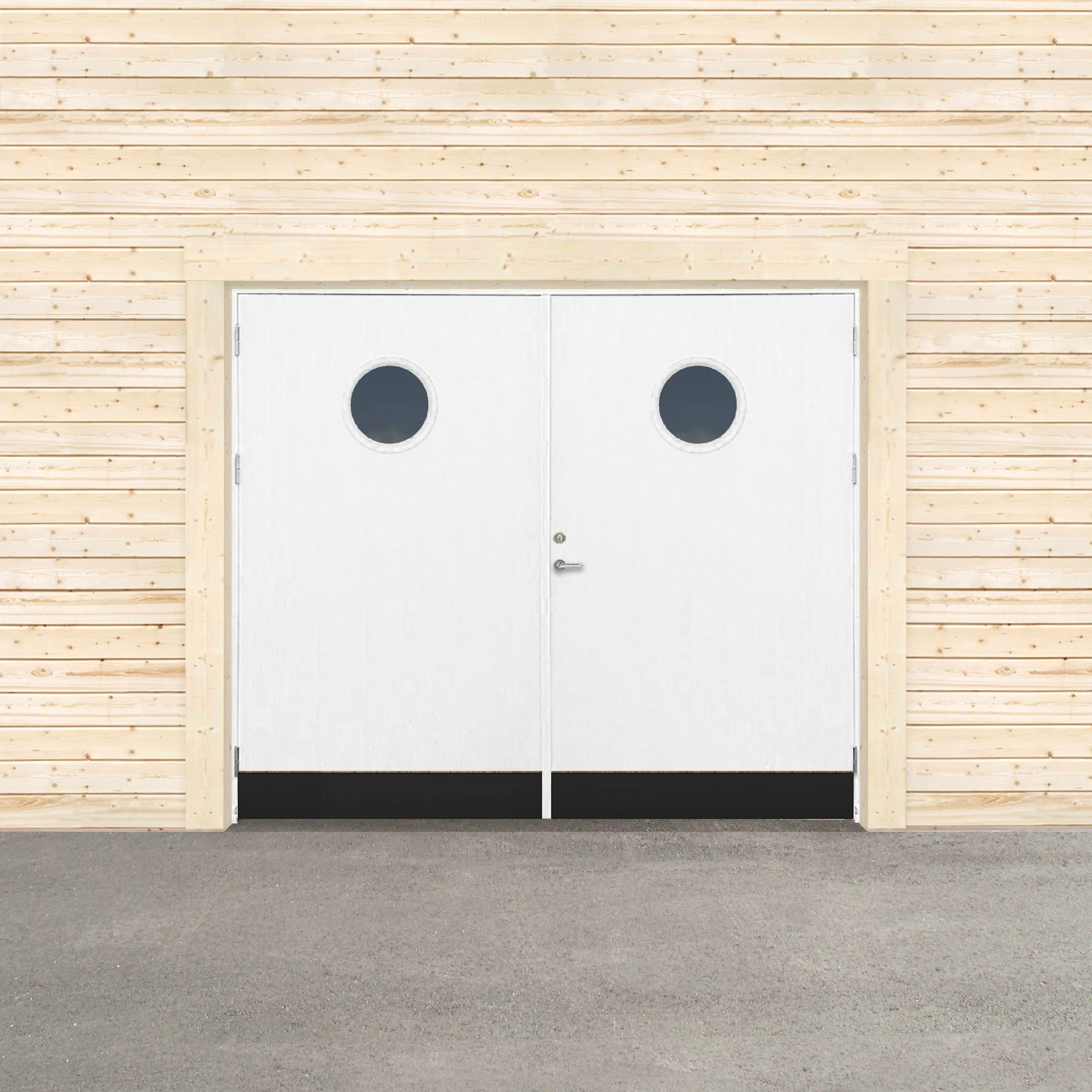 GARAGEPORT KALL RUNT FÖNSTER 240X200 H - GRUNDMÅLAD BxH: 240x200 cm