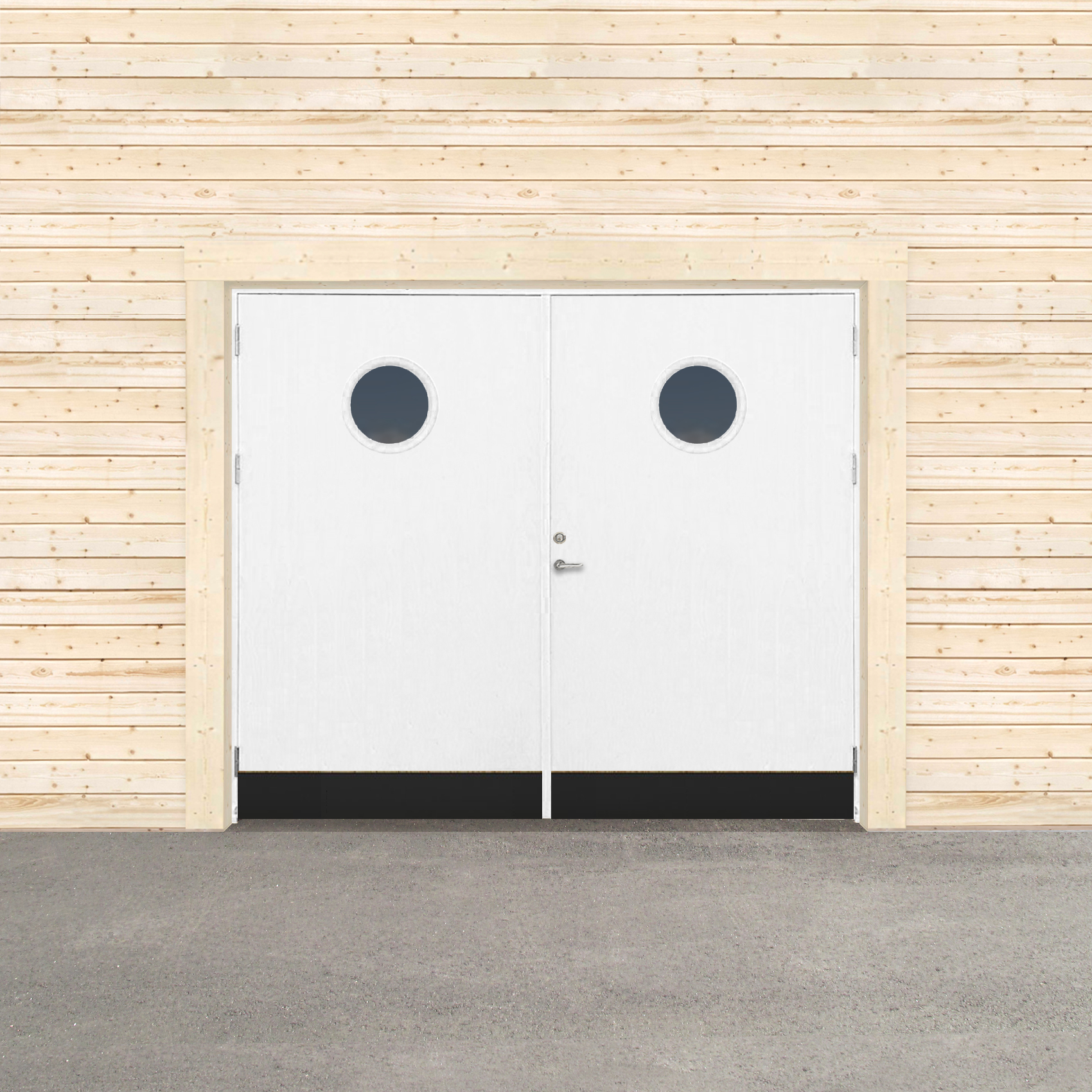 Garageport Sveadörren Kall Runt Fönster Grundmålad