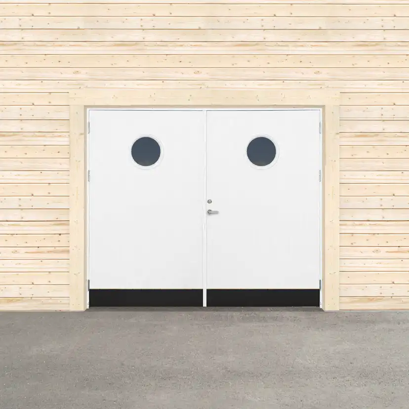 Garageport Sveadörren Kall Runt Fönster Grundmålad