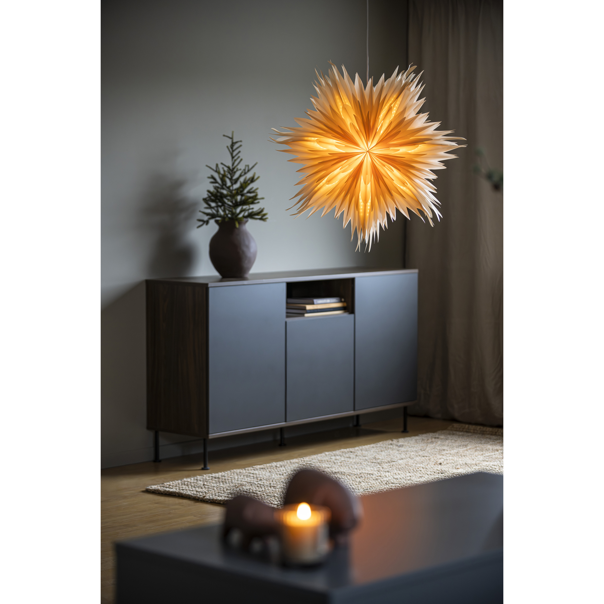 Adventsstjärna Gnosjö Konstsmide Pappersstjärna Pärlemo inkl. Sladdställ